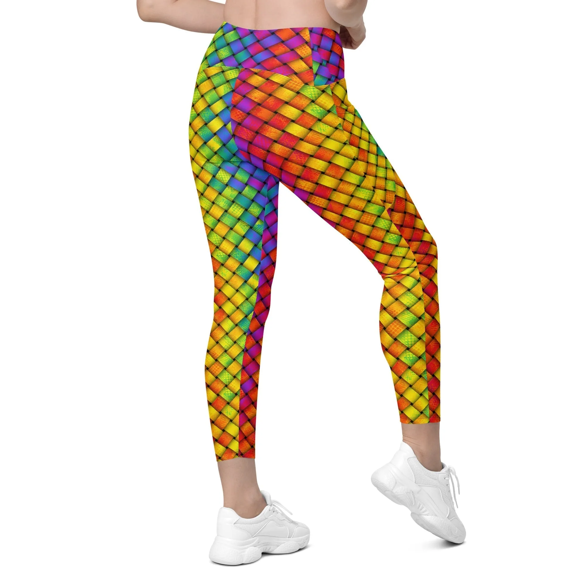 3D Rainbow Pattern Leggings With Pockets