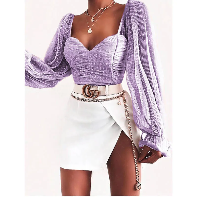 Big V-neck Short Crop Top