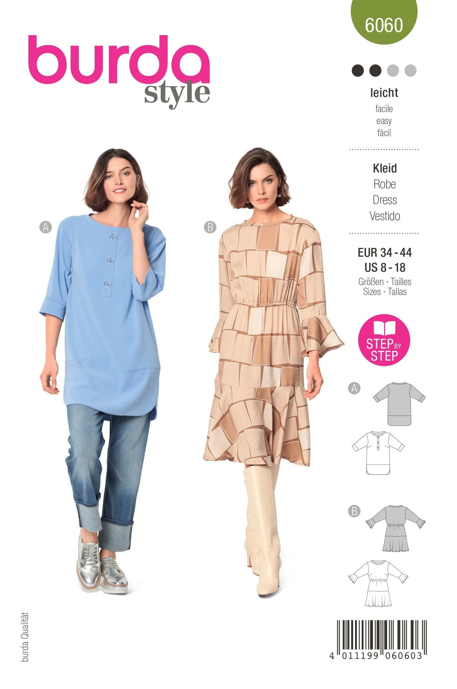 Burda Sewing Pattern 6060 Tunic Top and Dresses