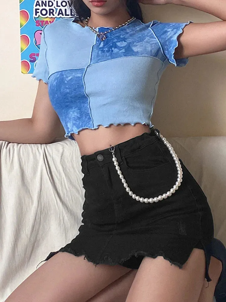 Chic Tie Dye Sequin Crop Top