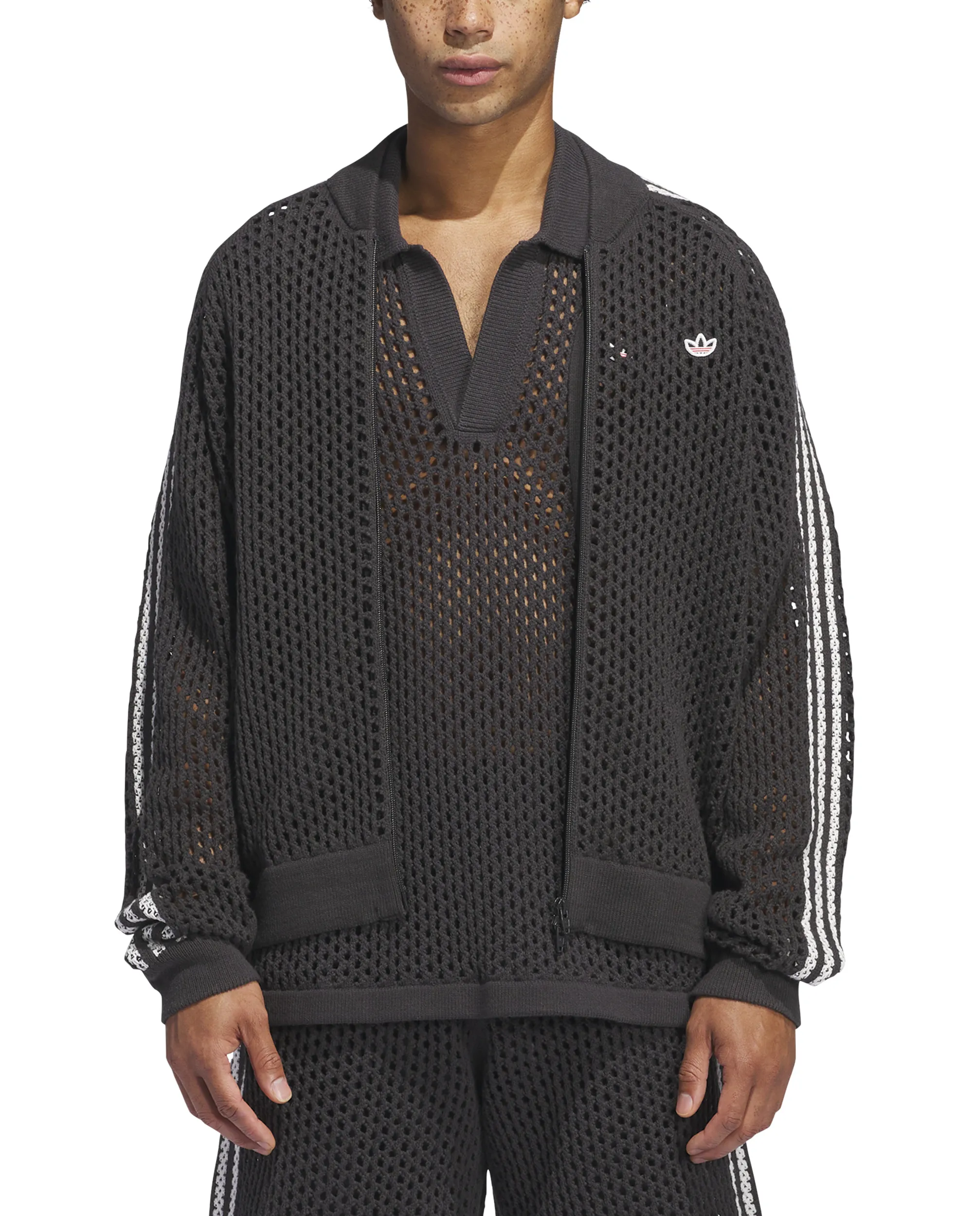 Clot Crochet Track Top - Carbon