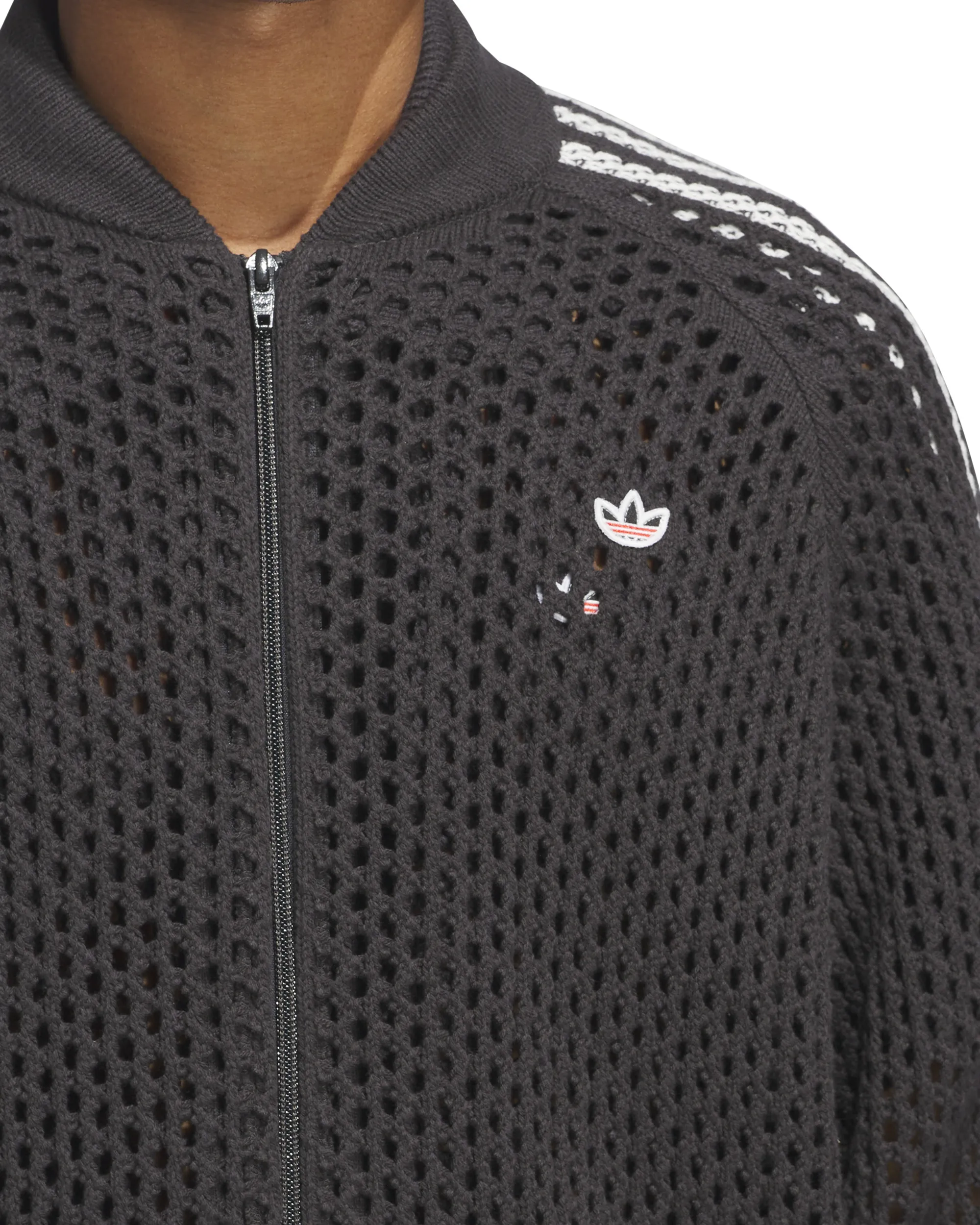 Clot Crochet Track Top - Carbon