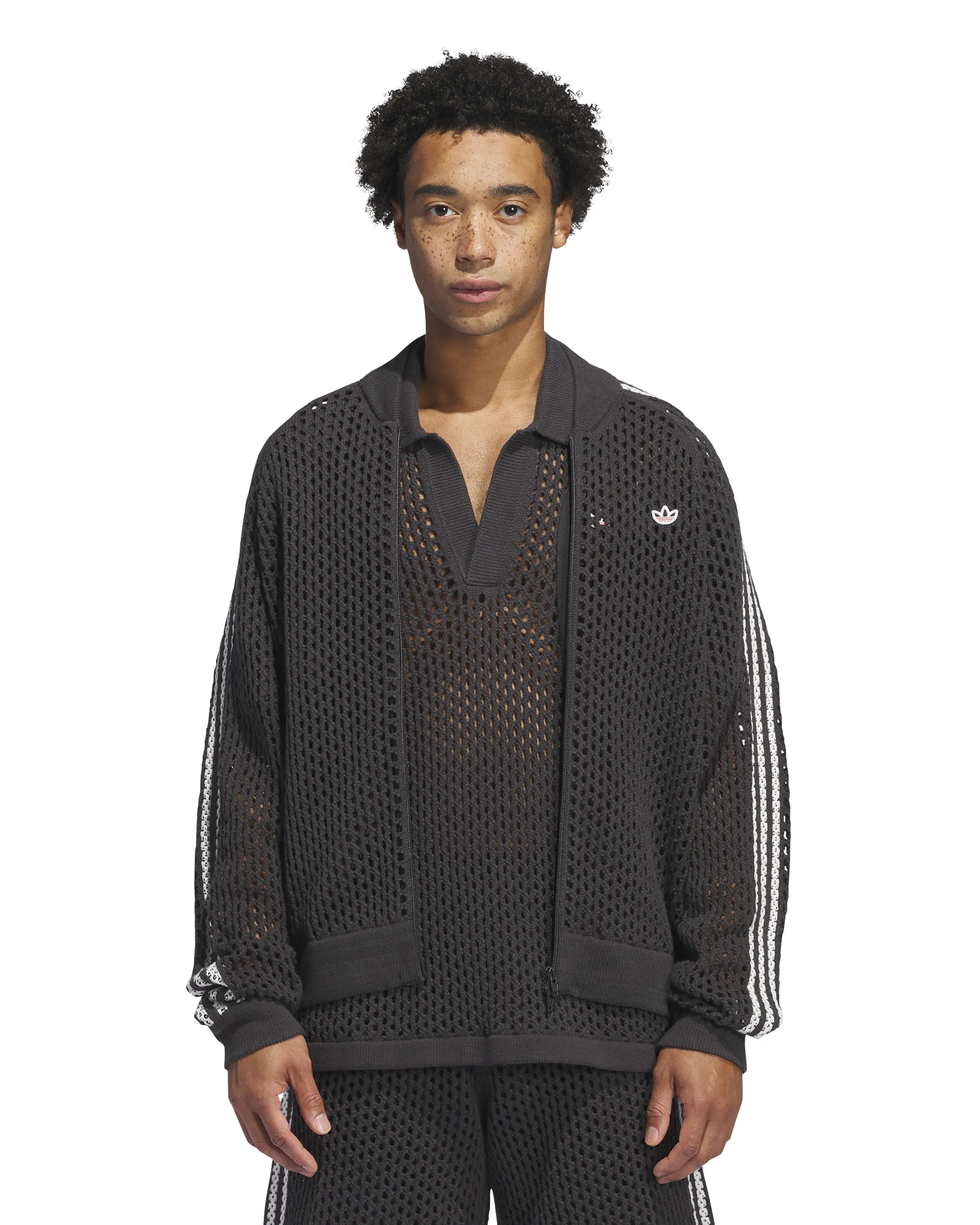 Clot Crochet Track Top - Carbon