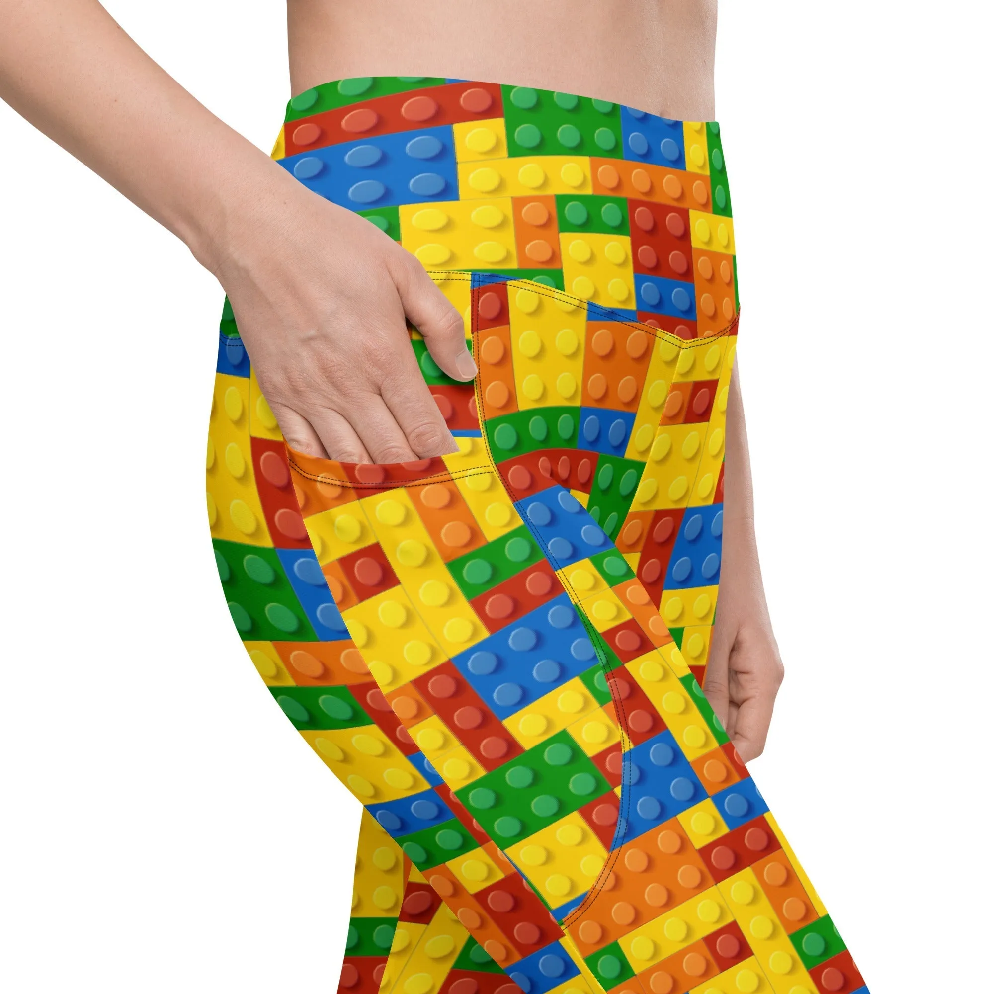 Colorful Blocks Leggings With Pockets