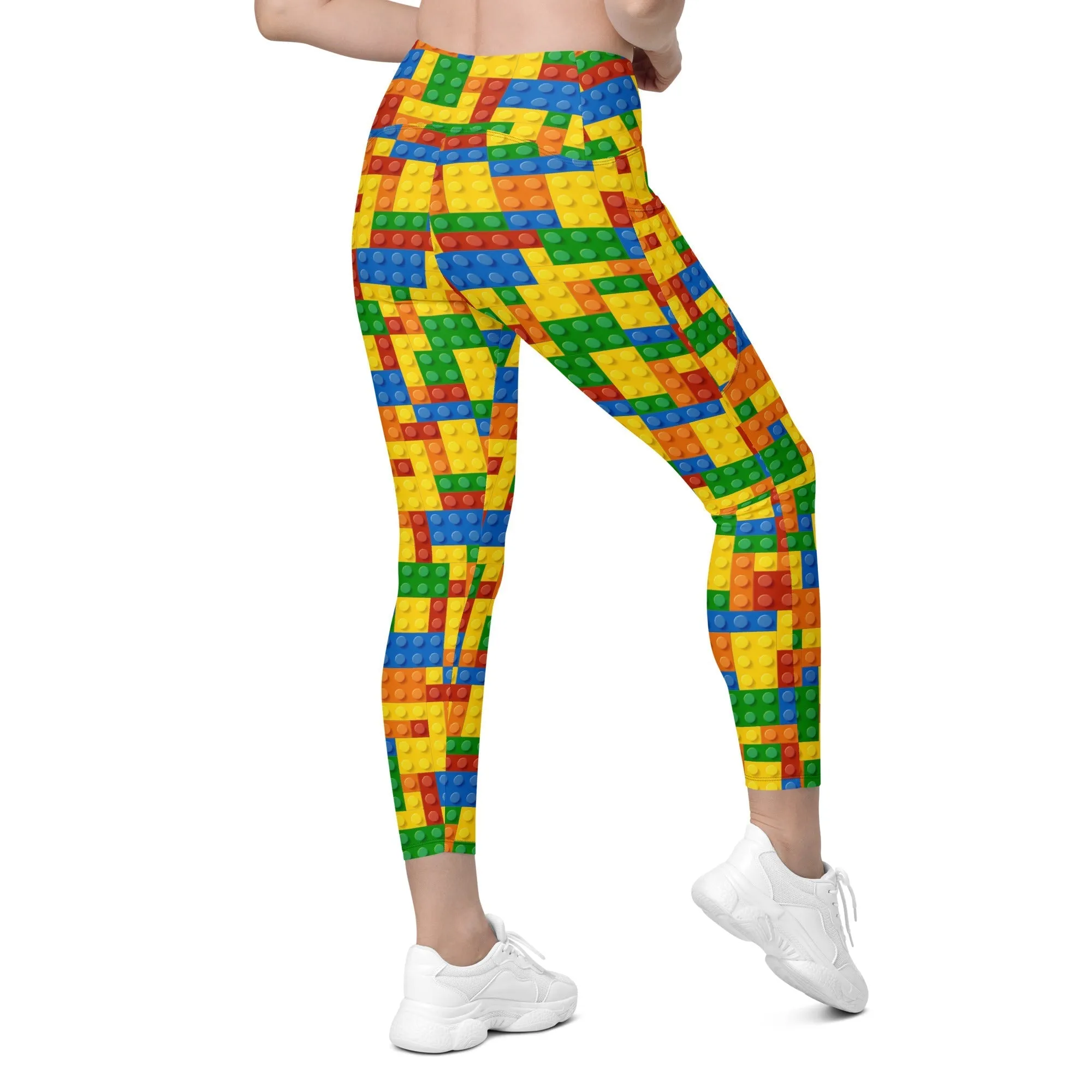 Colorful Blocks Leggings With Pockets