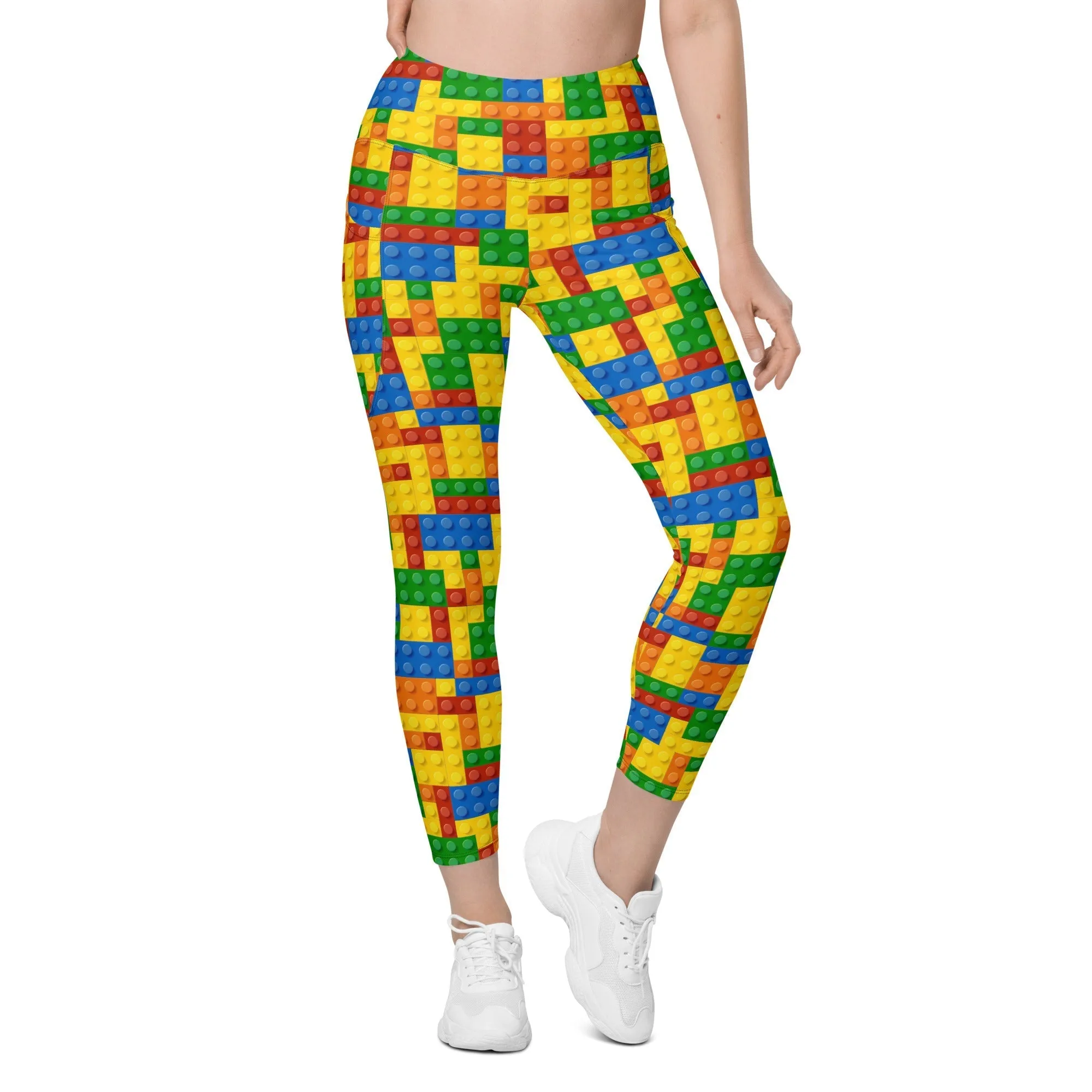 Colorful Blocks Leggings With Pockets