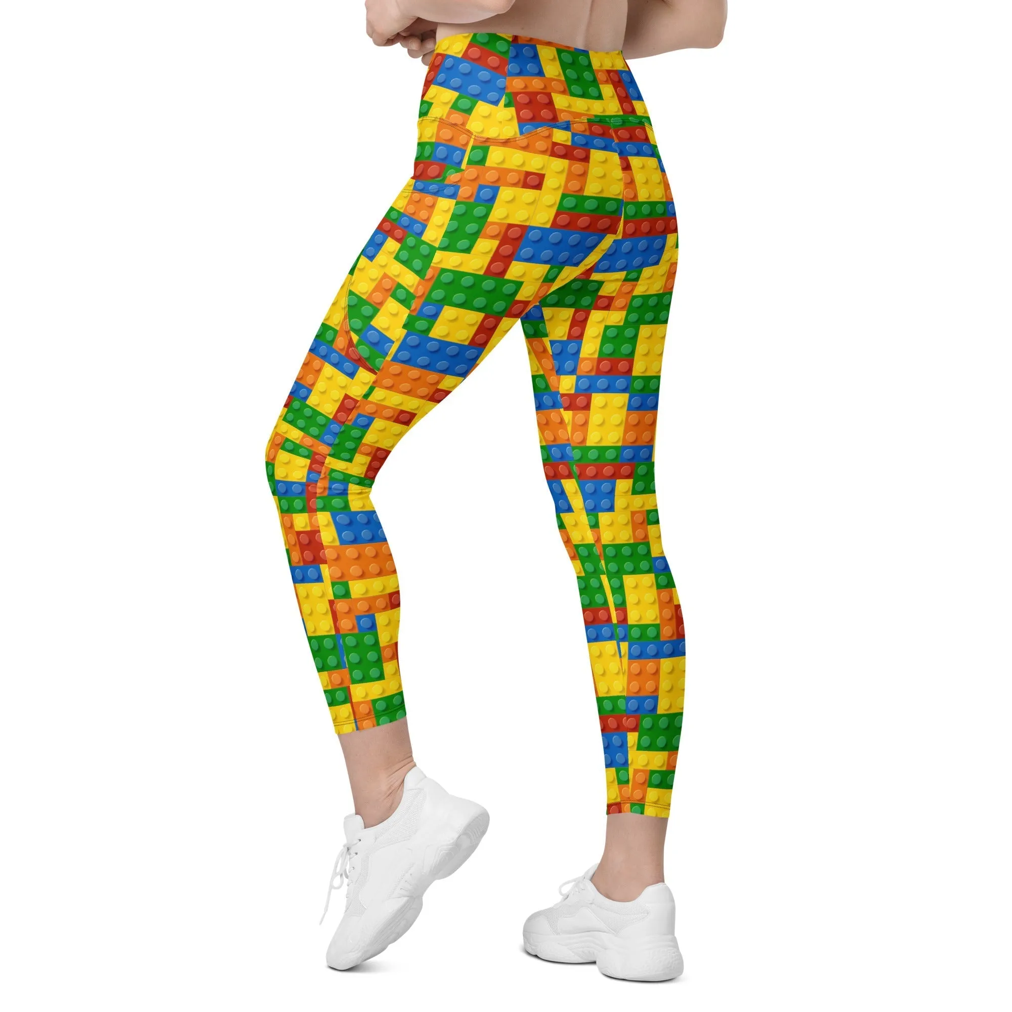 Colorful Blocks Leggings With Pockets