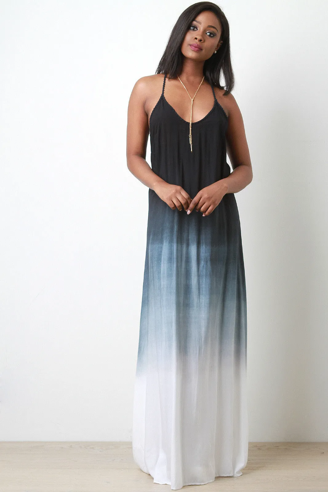 Crochet Racerback Ombre Maxi Dress