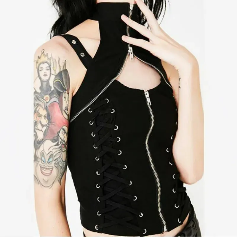 Dark Sexy Harajuku Streetwear High Waist Bandage Rave Crop Top