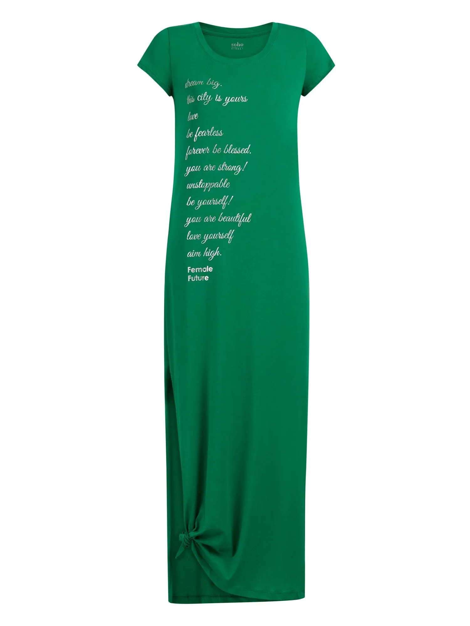 Green Cotton Maxi Tee Dress