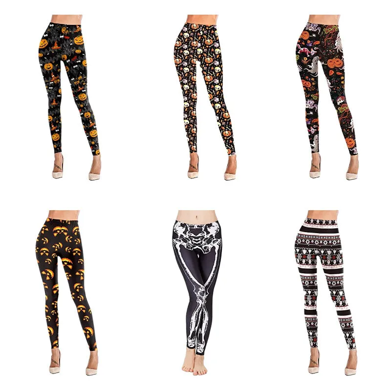 Halloween Women's Printed Slim Fit Stretch Yoga Pants