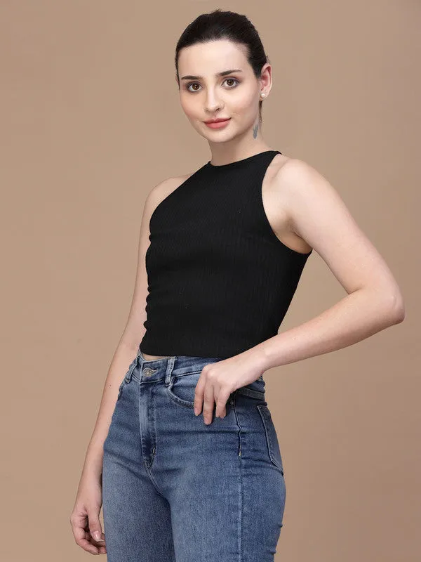 High Neck Odour Free Styled Back Crop Top For Women