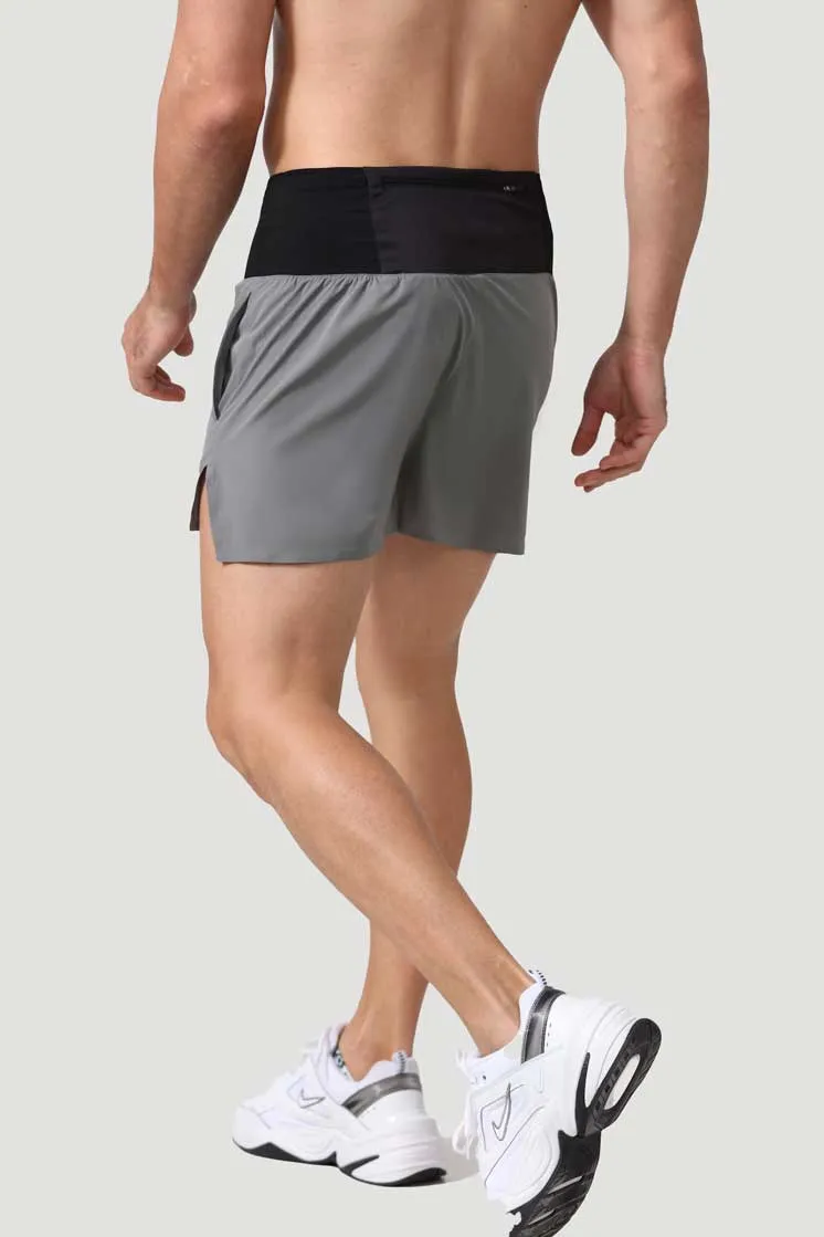 HRDK90025-Men's high-waisted compression running shorts for off-road running, marathon training, and fitness