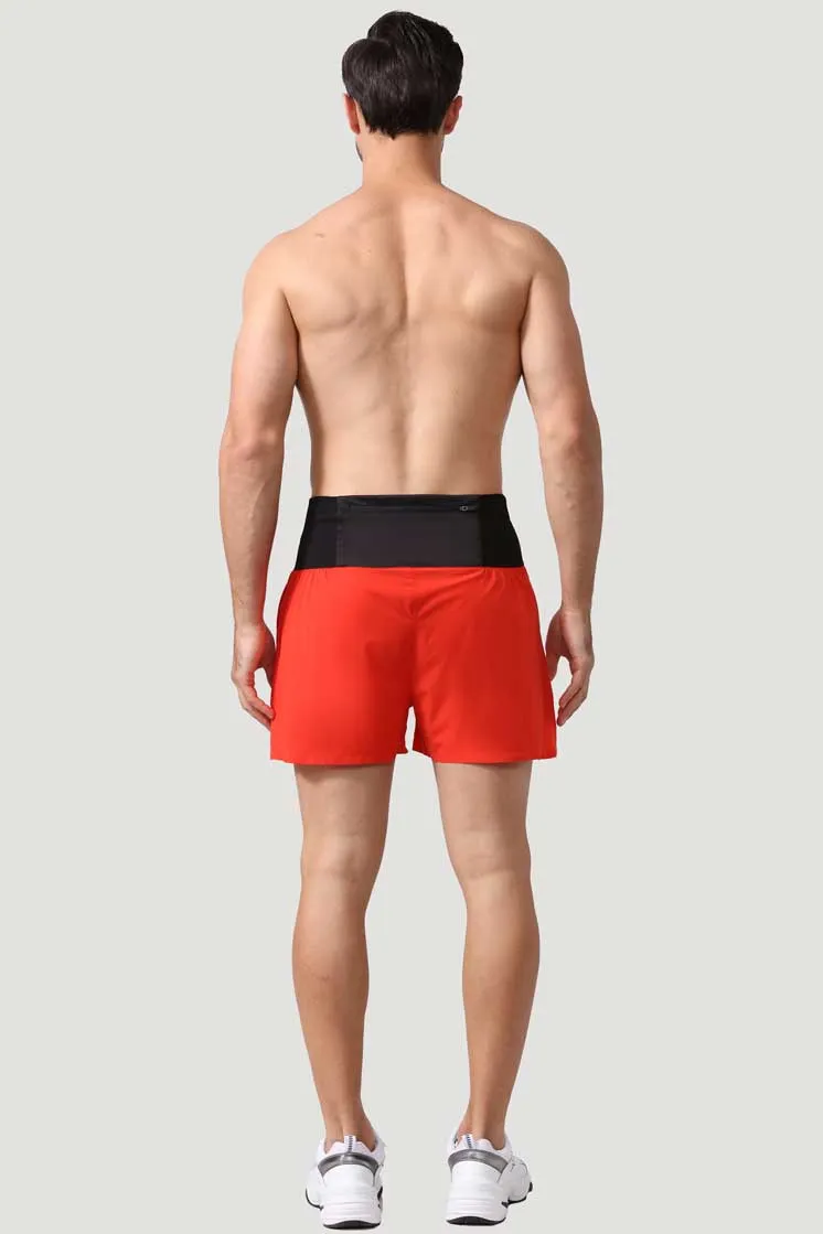 HRDK90025-Men's high-waisted compression running shorts for off-road running, marathon training, and fitness