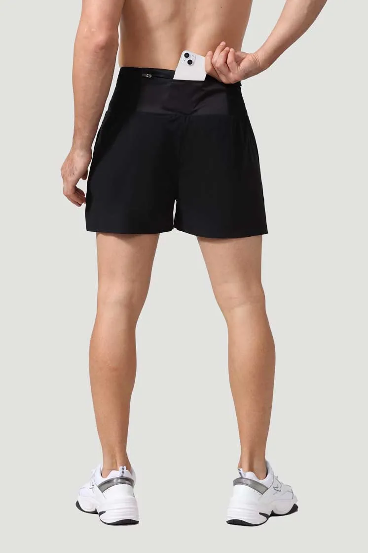 HRDK90025-Men's high-waisted compression running shorts for off-road running, marathon training, and fitness