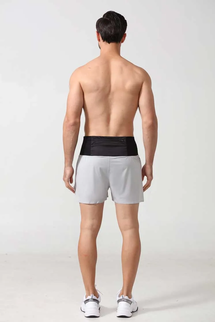 HRDK90025-Men's high-waisted compression running shorts for off-road running, marathon training, and fitness