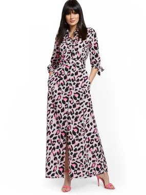 Leopard-Print Maxi Shirtdress