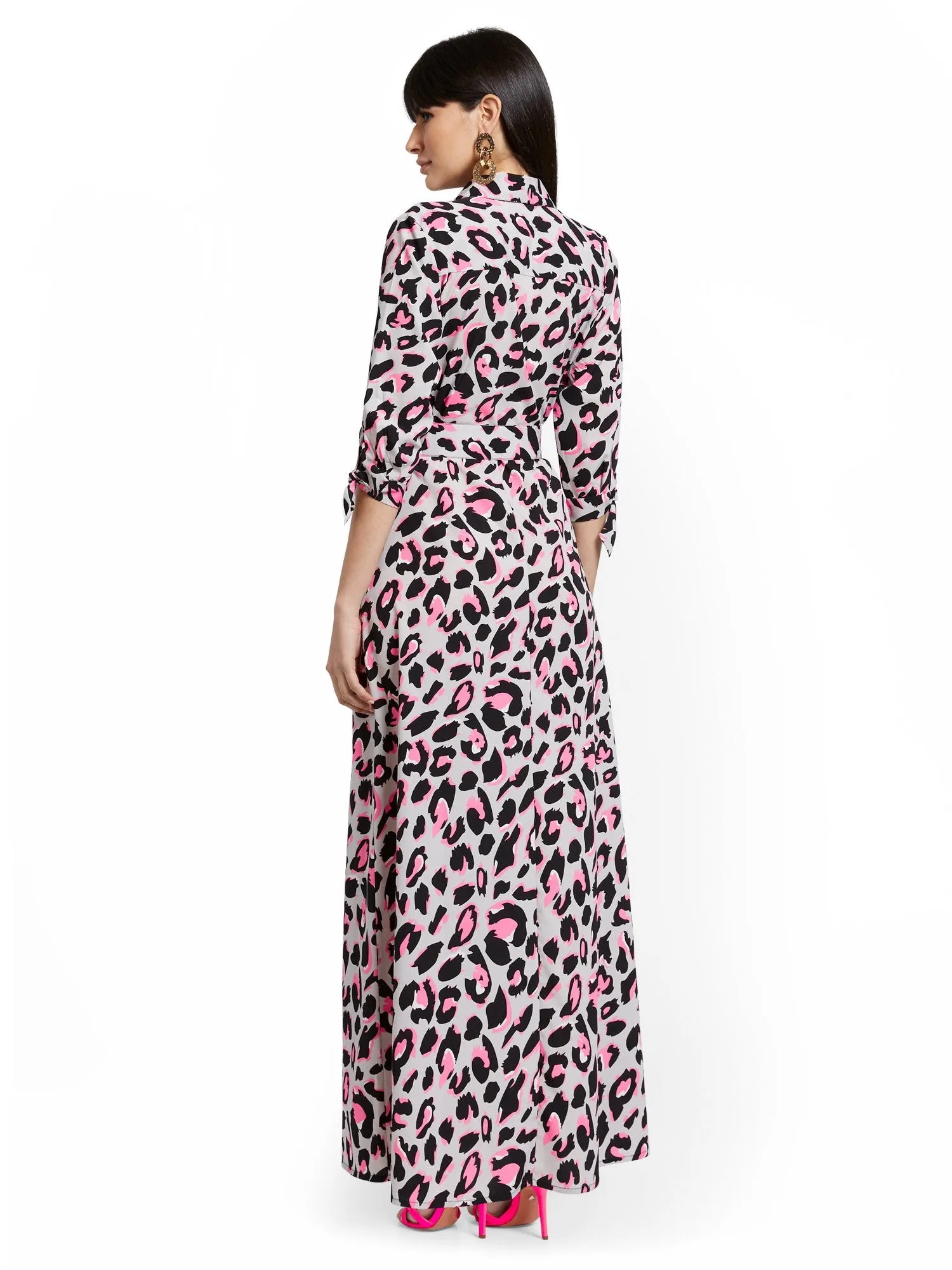 Leopard-Print Maxi Shirtdress