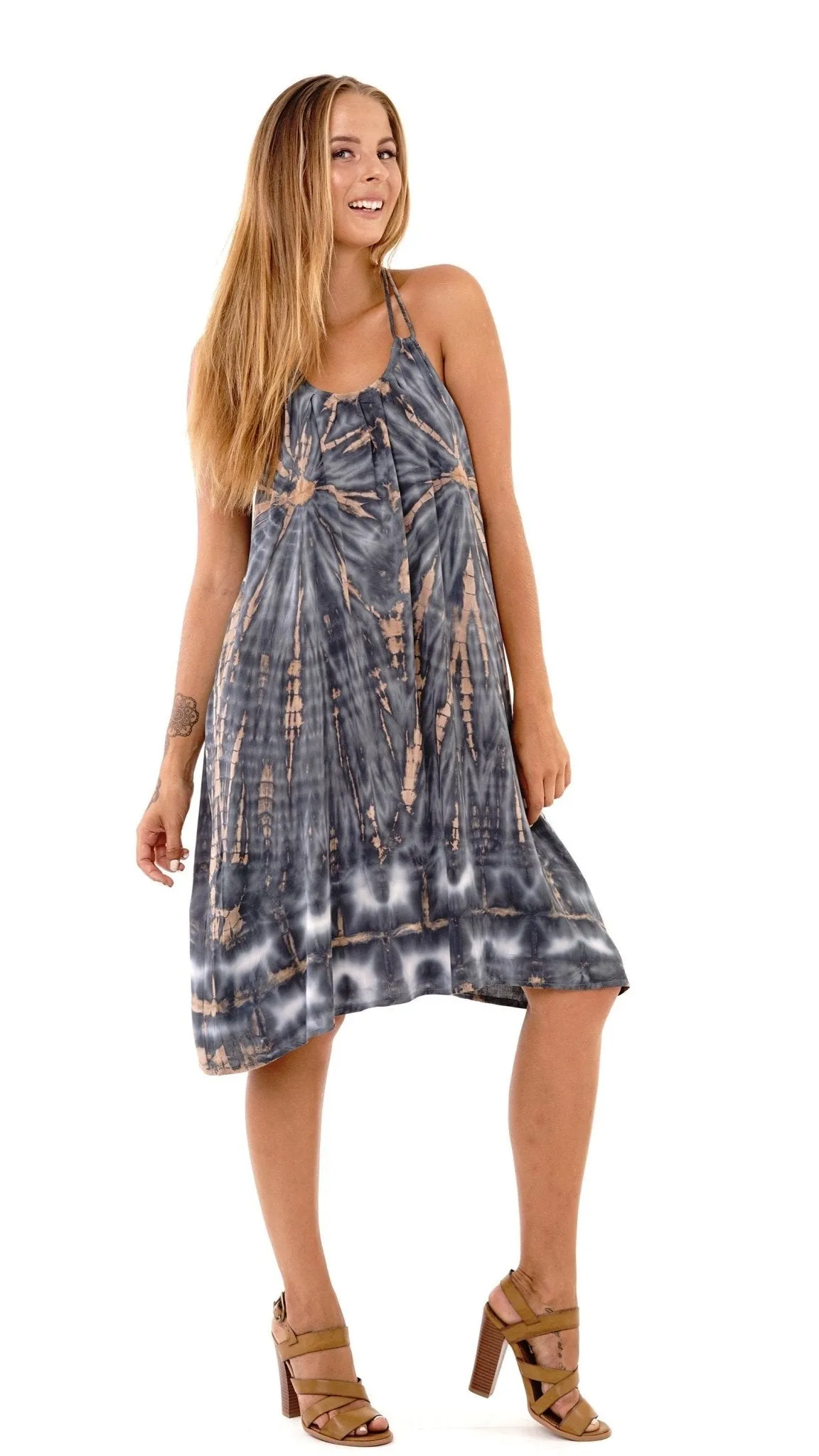 Lilith Tie Dye Batik Short Summer Dress