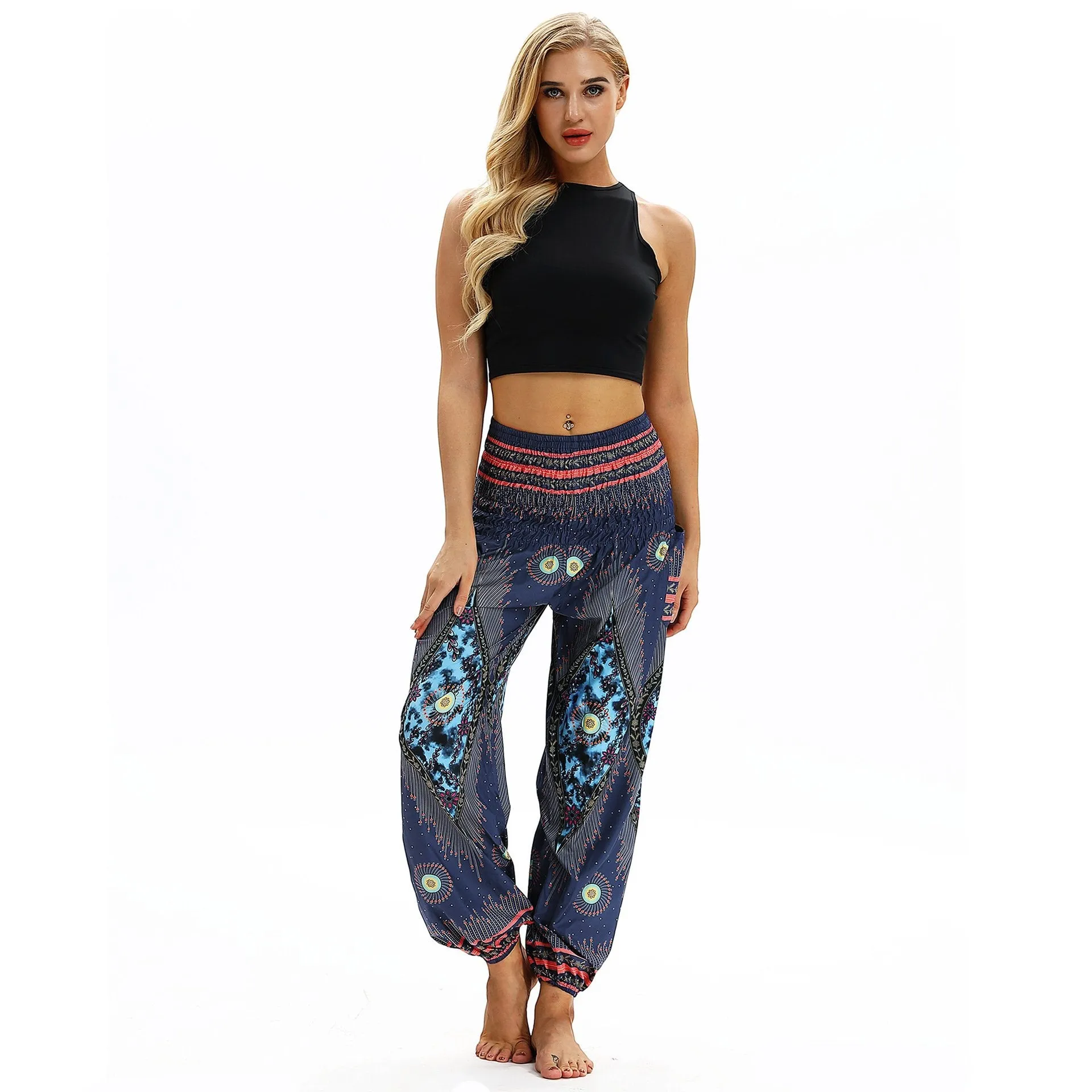 Loose Printed Wide Leg Pants Yoga Fitness Casual Pants Yoga Pants