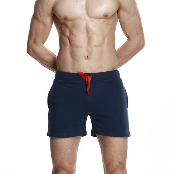 Mens Home Shorts Breathable Elastic Waist Drawstring Jogging Cotton Sports Shorts