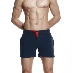 Mens Home Shorts Breathable Elastic Waist Drawstring Jogging Cotton Sports Shorts