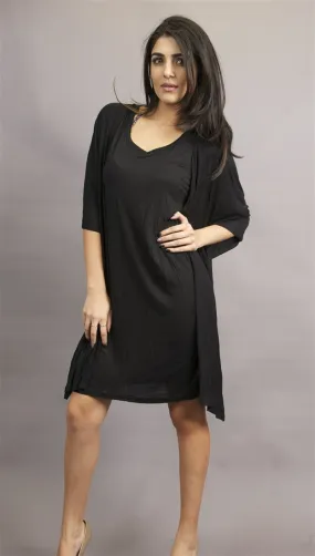 Miilla Knit Dress with Drape Panel in Black