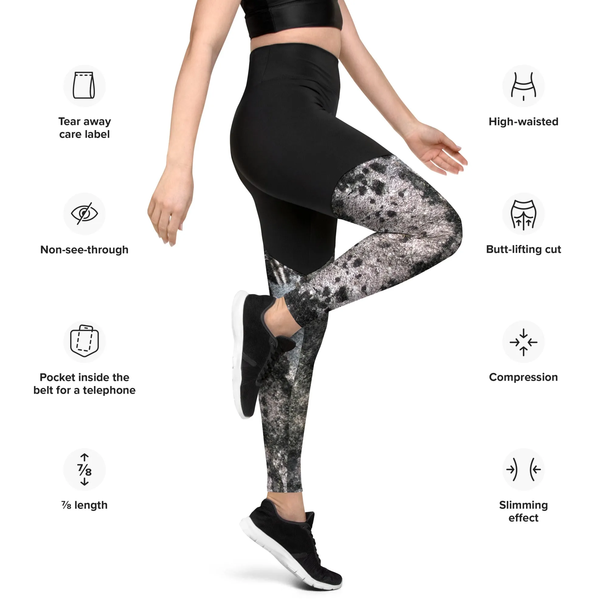 Mossy Rock Sports Leggings, control top, Commpression Fabric