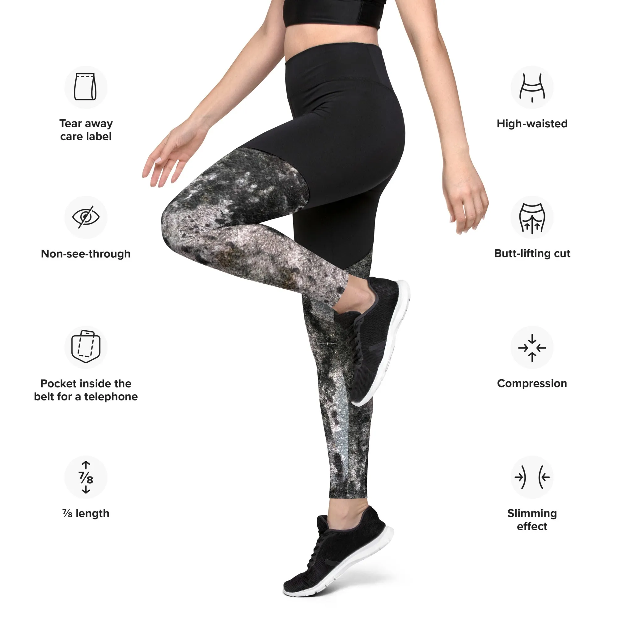 Mossy Rock Sports Leggings, control top, Commpression Fabric