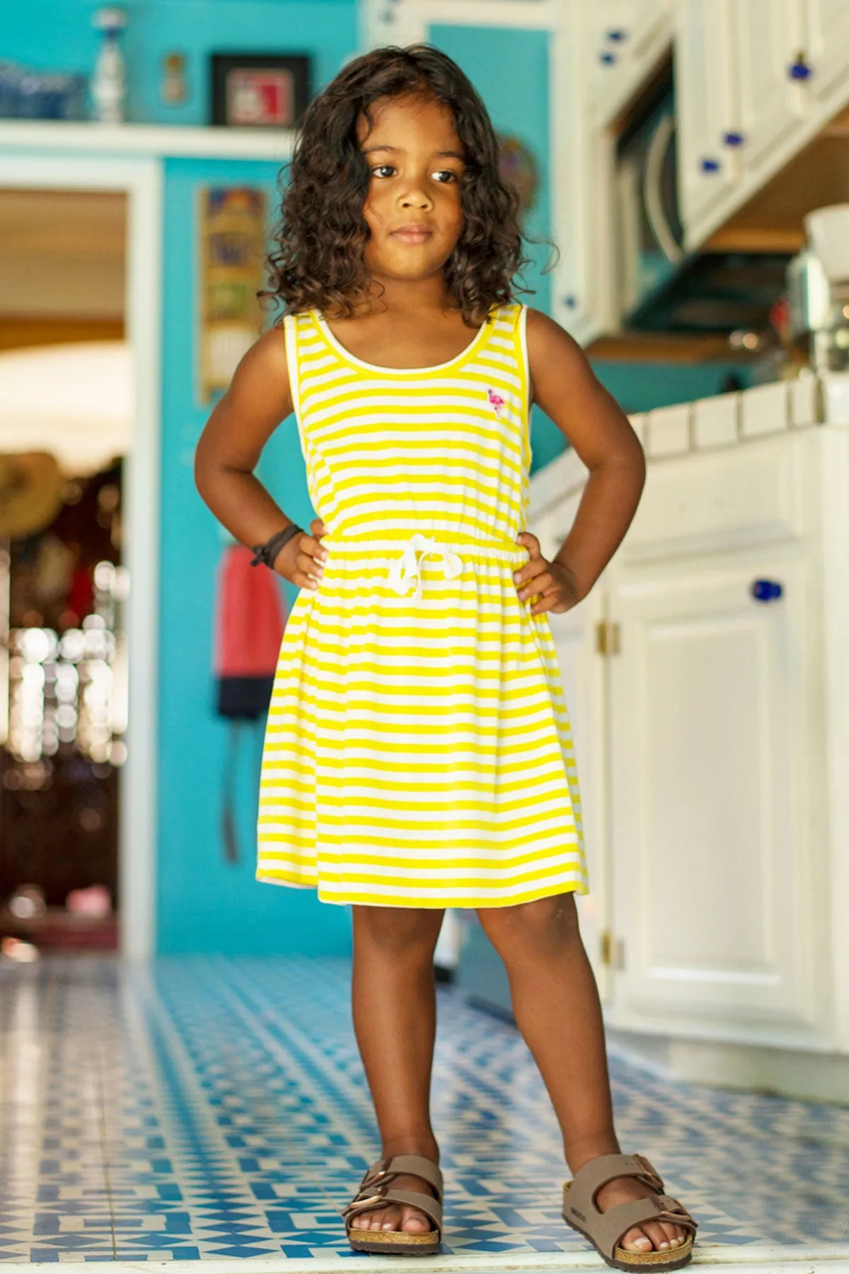 Peas and Queues Strawberry Fields Girls Dress - Yellow (Size 3 left)