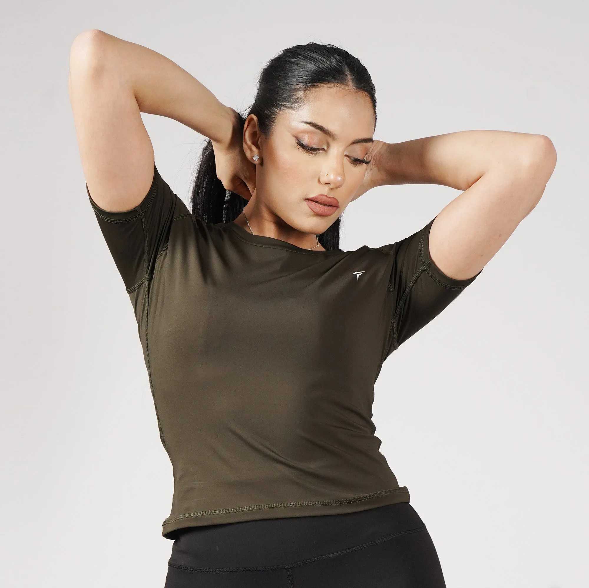 Premium Olive Women Half Sleeve Performance Tee