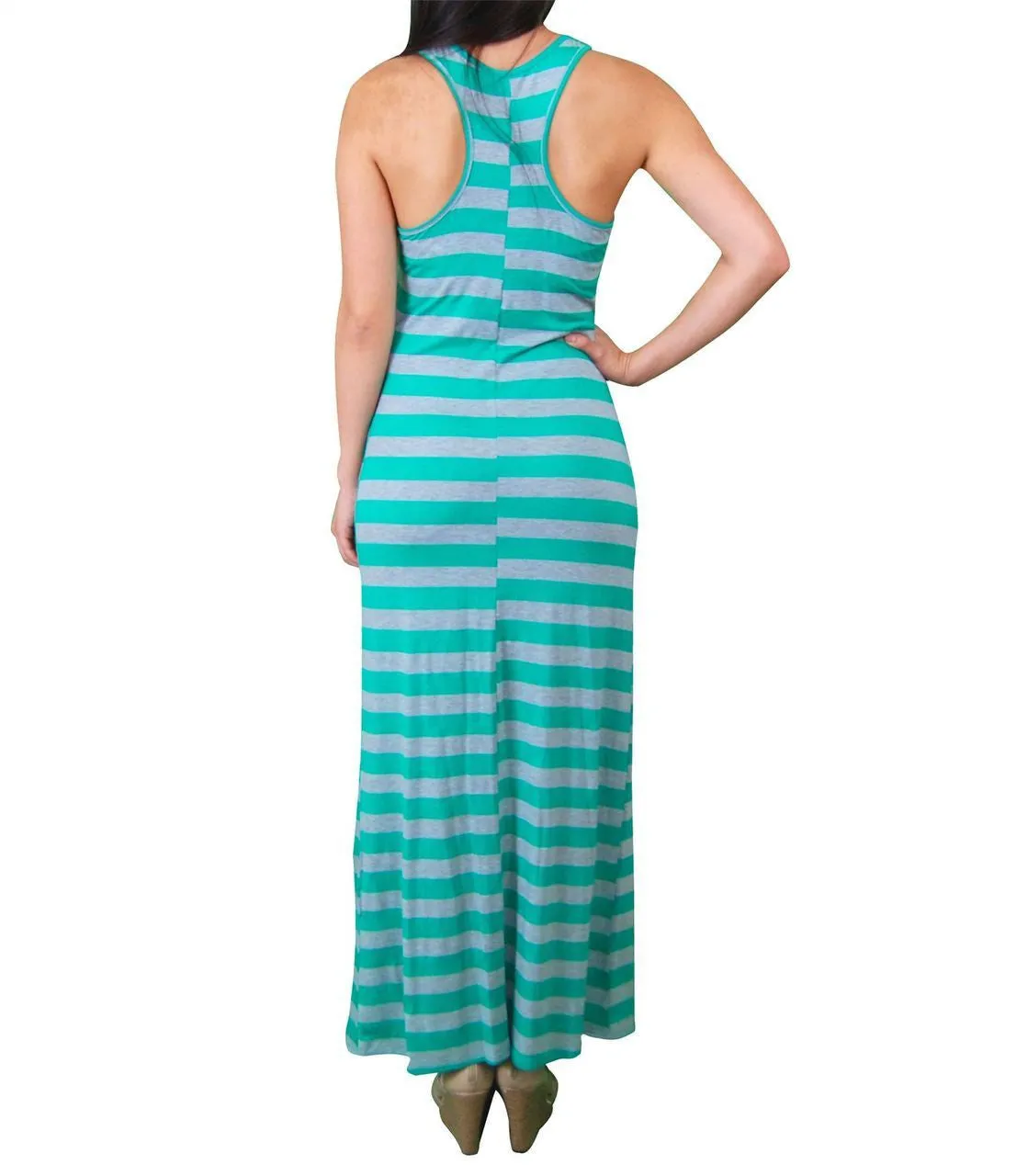 Racerback Maxi Dress Green Gray