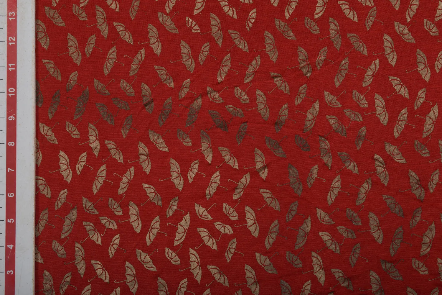 Red Foil Printed Knit Fabric