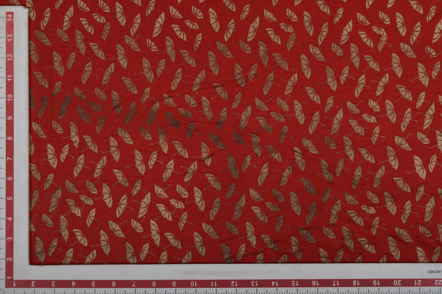 Red Foil Printed Knit Fabric