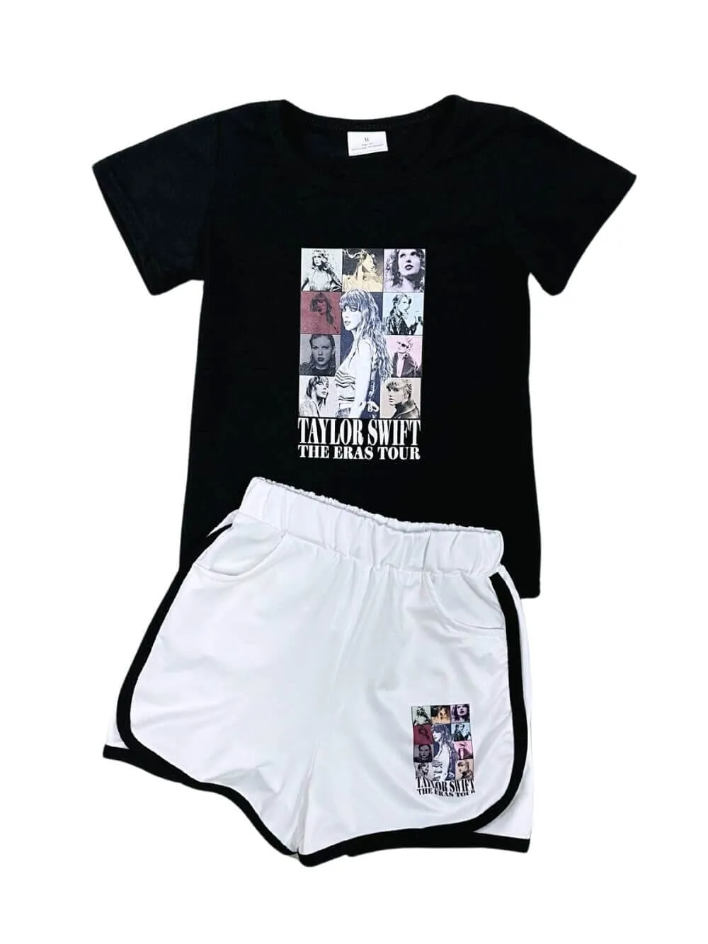 Sporty Concert Girls Black & White Shorts Outfit