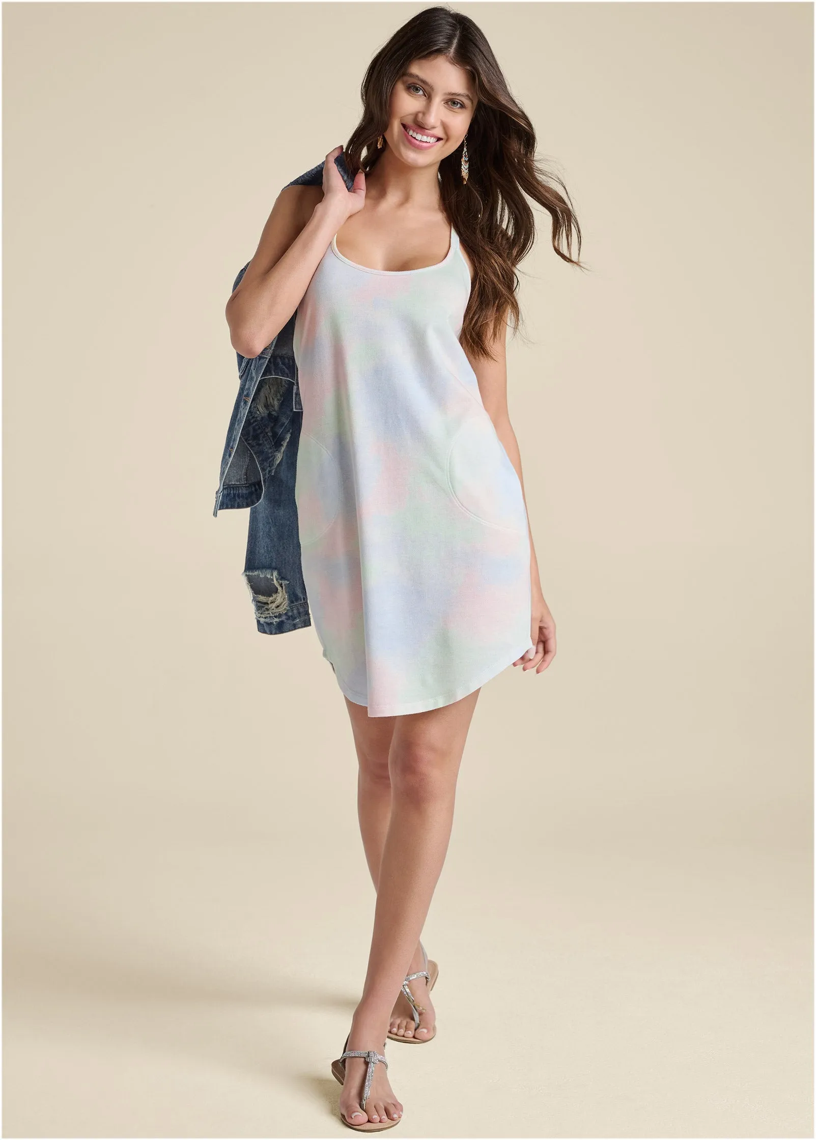 Tie-Dye Tank Dress - Green Multi