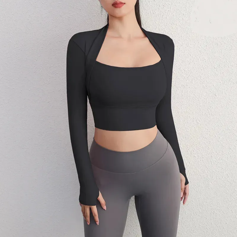 Trendy Long Sleeve Yoga Crop Top Shirts