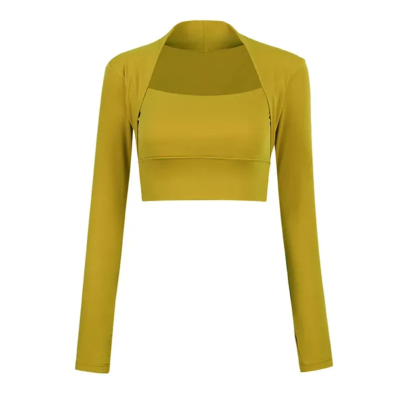 Trendy Long Sleeve Yoga Crop Top Shirts