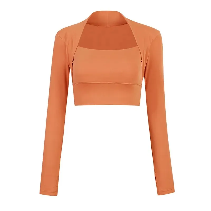 Trendy Long Sleeve Yoga Crop Top Shirts