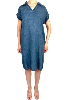 Women's dress linen blend denim blue sporty and comfortable - Sizes S - XX Large